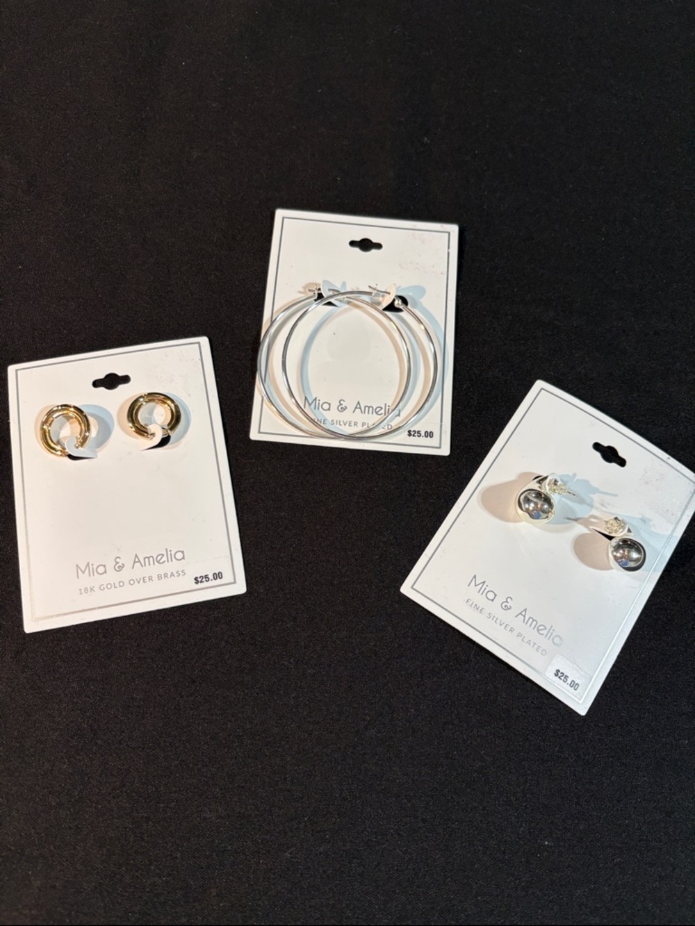NWT Mia & Amelia Bundle Gold and Silver Earring Sets 3 pairs